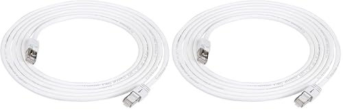 Image of Amazon Basics RJ45 Cat 7 Ethernet Patch Cable, 10Gbps High-Speed, 600MHz, Double-Shielded, Gigabit Internet, 10 Foot, White (Pack of 2)