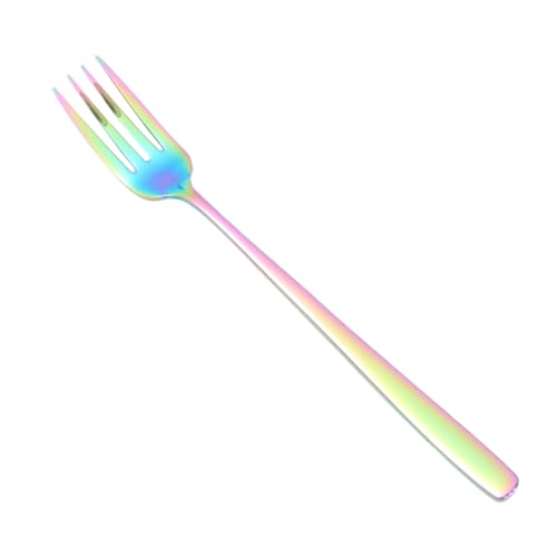 Amosfun Forchette Da Colorate in Acciaio Inossidabile Stoviglie Per Cibo Occidentale Forchette Per Servire Frutta e Dessert Design e Set Da 1 Pezzo