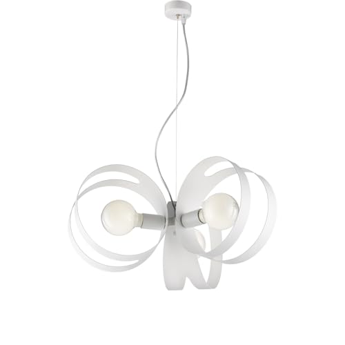 Suspension Peter fer blanc 3 lumières avec câble acier réglable