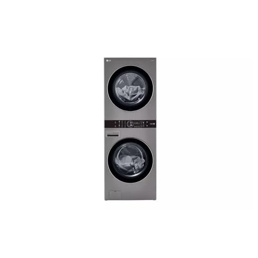 LG WashTower Stacked Smart Laundry Center 4.5 Cu.Ft. Front Load Washer & 7.4 Cu.Ft. Electric Dryer in Graphite Steel WKE100HVA