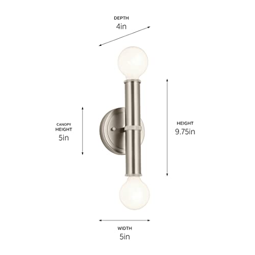 Image of Kichler Torche 9.75 Inch 2 Light Wall Sconce in Brushed Nickel