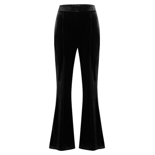 IKADEX Women Velvet Flare Pants High Waist Wide Leg Palazzo Bell Bottom Trousers Casual Dress Work Pants2