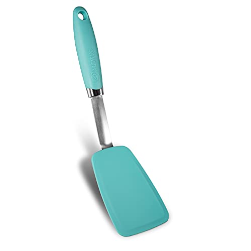 Silicone Turner, Non-Stick Hygienic Solid Heat-Resistant Flexible Silicone Spatula, Aqua Sky #TOP2