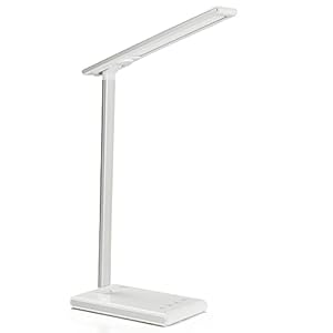 Bureaulamp LED, 60 LED Tafellamp Geheugenfunctie Tafellamp, 3 Kleuren en 5 Helderheidsniveaus Dimbare Tafellamp Met Touch Control, Draagbaar, Oogbescherming Voor Op Kantoor, Lezen, Studeren Wit