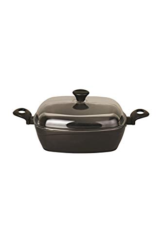 Teflon Beschichtet Aluguss Bräter Gänsebräter mit Glasdeckel 28 cm Cover