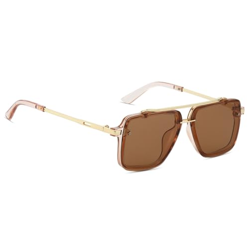 Image of Xpectrum Retro Square Aviator Sunglasses for Men Women Vintage 70s Disco Gangster Style Rectangle Glasses