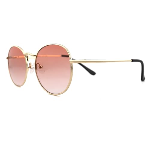 SOPHILY Full Reader Sunglasses Women Men, Mens Womens Reading Sun Glasses Metal Round Clear Pink Yellow Lens NON BIFOCAL Gold Frame Clear Pink Lenses, 1.75