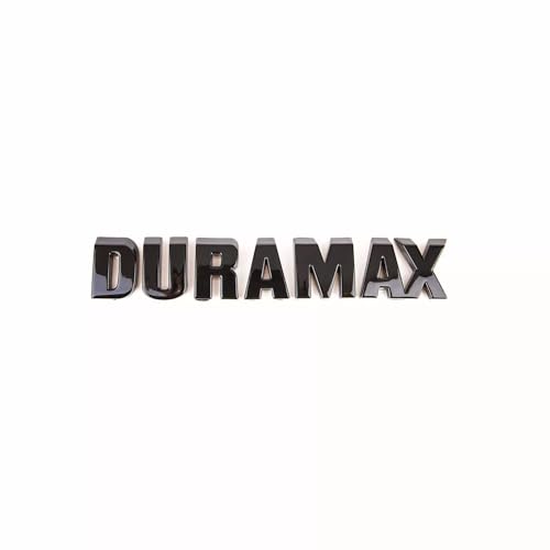 Image of 2Pc Silverado Duramax Hood Letter Logo Emblem Badge Adhesive Nameplate Replacement for 1500 2500 3500 (Gloss Black)