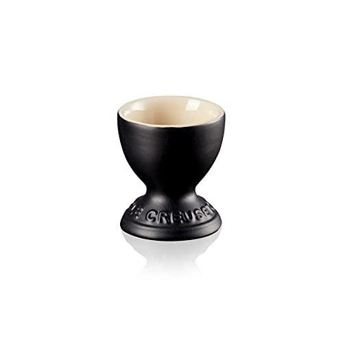 Le Creuset Steinzeug Eierbecher mit Stand-Fuß, 9 g, 5.3 x 5.3 x 5.9 cm, Schwarz matt, 71702000000099