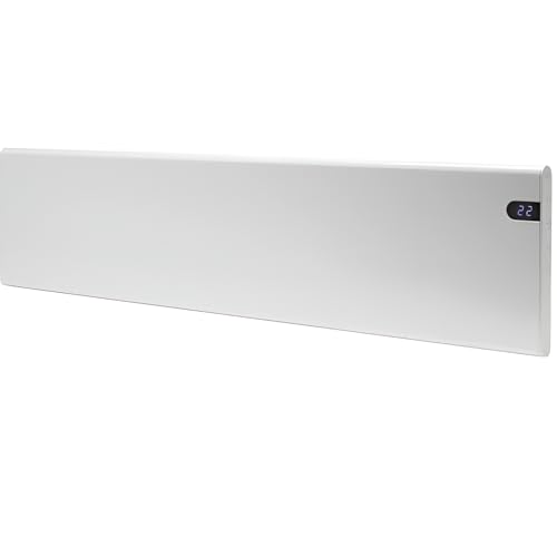 Adax Neo Low Profile Electric Panel Heater/Convector Radiator With Timer, Thermostat, Modern, Slimline, Wall Mounted (White, 1200W)