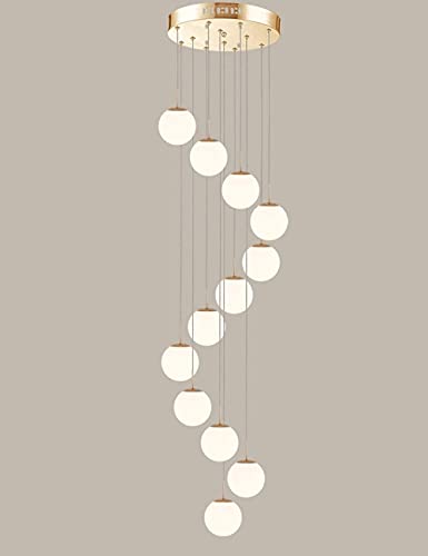 Chandelier en verre blanc 50x300 cm pour grand salon et escalier