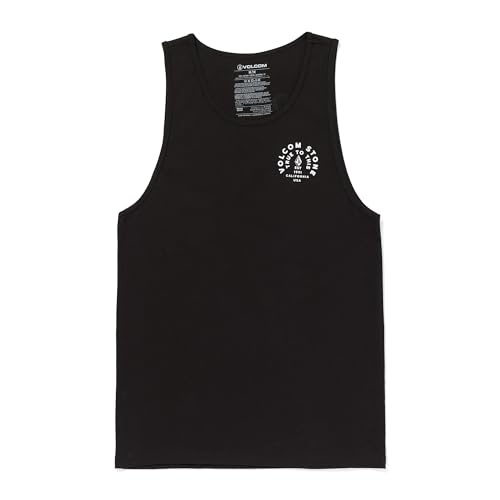 Volcom Mens Sleeveless Graphic Tank Top Lightweight Cotton Muscle Shirt Logo Print Black Small