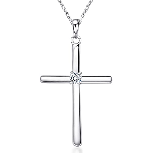 Billie Bijoux Cadeaux de Première Communion pour Filles Croix Colliers pour Femmes 925 Sterling Argent Croix Pendentif Colliers Bijoux Cadeaux pour Maman Femmes Femme Filles Son (A-silver) Cover