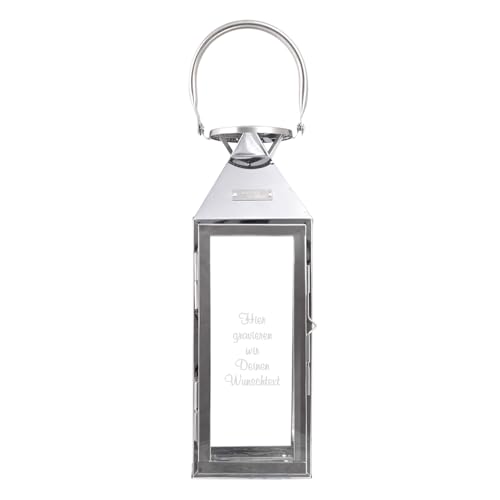 Personalisierte Laterne mit Gravur | Edelstahl Laterne 35 cm | graviert mit...
