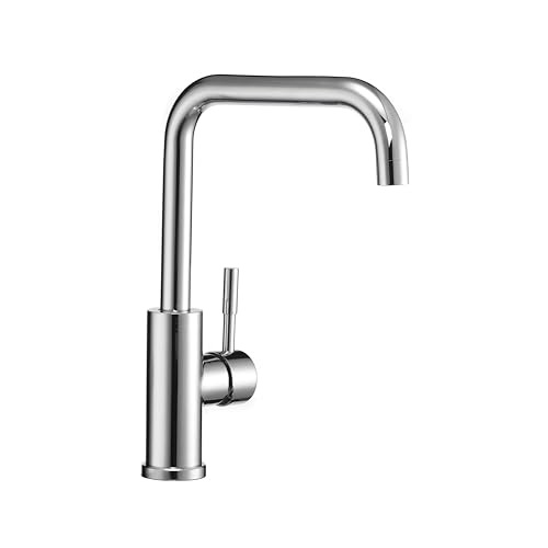 Image of Dura Faucet DF-MK533LK-CP RV Squared-Arc Kitchen Faucet (Chrome) | RV squared-arc single-handle kitchen faucet for campers and trailers. Chrome finish. Easy DIY install.