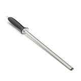 DEARMAMY Diamant karbonstahl Wetzstahl Schärfstab mit Ergonomischem Rutschfestem Gummigriff Großer Schleiffläche für Küchenmesser Jäger Metzger und Profi kochmesser Langlebiger Schleifstab