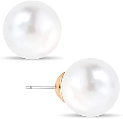 White Pearl Earrings for Women - Extra Large Pearl Stud Earrings for Women, 10mm Large Faux Pearl Earrings, Big Pearl Stud Earrings for Women, Large Pearl Earring, Big Pearl Earring Large Earrings