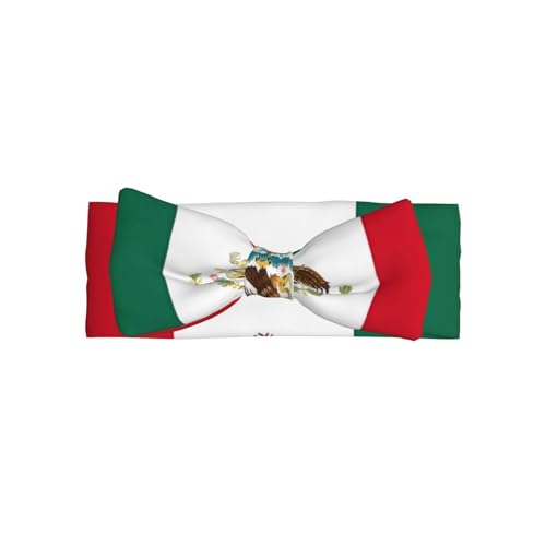 Flag of Mexico Pattern Baby Bow Headband - Delicate Hair Accessories for Newborns, Infants, Toddlers - Skin-friendly Hairband