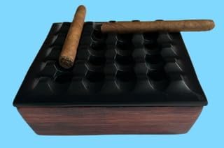 Miniatura 8 de Cenicero con tapa para puros, diseño de madera metálica, ceniceros resistentes al viento para oficina en casa, mesa, exterior, patio, balcón al aire