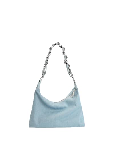 Image of Ecoright Denim Shoulder Bag for Women, Hand Bags for Women Stylish, Hobo Handbag, Women Handbags with Zipper Pocket