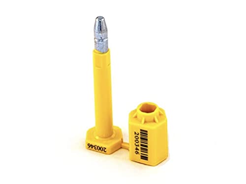 High Security Bolt Seal For Cargo Containers And Truck Trailers, Yellow Color, Box (50 Pcs), Numbered With Barcode, Iso And C-Tpat Certified Bfseals #TOP6