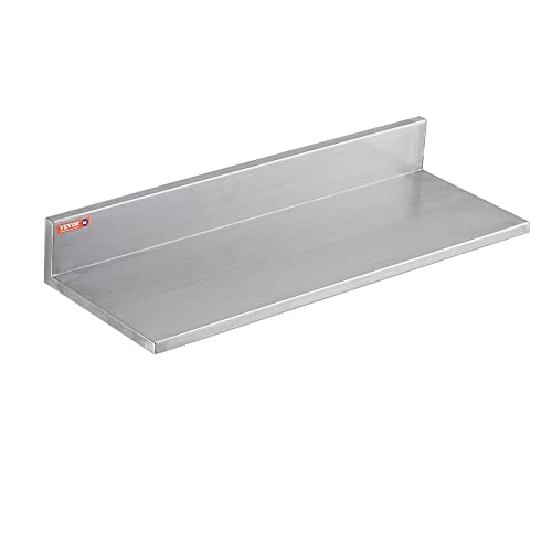 VEVOR 8.6" x 24" -2Pack Stainless Steel Shelf, Wall Mounted Floating Shelving with Backsplash, 44 lbs Load Capacity Commercial Shelves, Heavy Duty Storage Rack for Restaurant, Kitchen, Bar, Home by VEVOR - Image 4