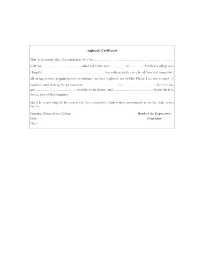 Image of Logbook In Biochemistry Including Foundation Course And Aetcom Modules For Phase I Mbbs Students (Pb 2025)