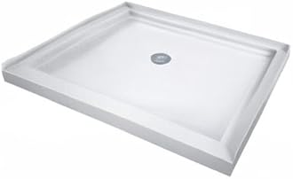 DreamLine 32 in. D x 32 in. W x 76 3/4 in. H Center Drain Acrylic Shower Base and QWALL-5 Backwall Kit In White, DL-6195C-01