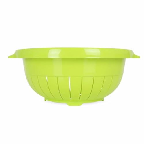 PARENCE.- Colador de cocina con 2 asas – 27x30x11cm – escurridor redondo de plástico resistente – ideal para pasta, verduras y frutas – ligero y fácil de usar