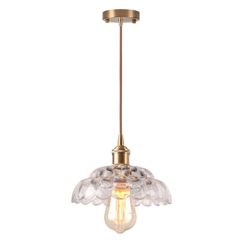 Suspension Luminaire Vintage Intérieur Lustre en Verre E27 Plafonnier Abat-jour en Verre Lampe Suspendue Eclairage de Plafond pour Chambre Salon Restaurant...