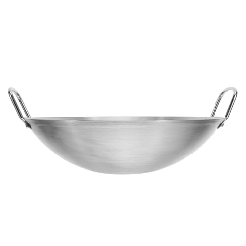 Wok de acero inoxidable con fondo redondo y asas dobles miniatura 1