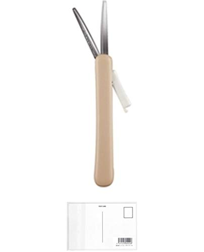 コクヨ ハサミ 携帯タイプ サクサポシェ グルーレス刃 モカ ハサ-P320LS + 画材屋ドットコム ポストカードA