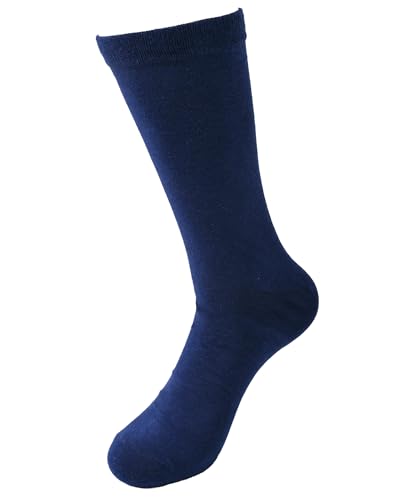 Defishuy Mens Dress Socks Men Combed Cotton Crew Socks Breathable Size 8-13 Mens Socks for Business & Casual Wear 01 Navy Blue