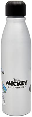 Mickey Mouse & Friends Aluminum Water Bottle 600ml  Official Merchandise by Polar Gear, Kids Reusable Non Spill BPA Free Recyclable - Ideal For School Nursery Sports Picnic - Multicolour