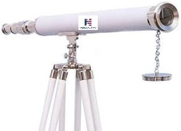 Nauticalmart Floor Standing Chrome Leather Harbor Master Telescope 50"