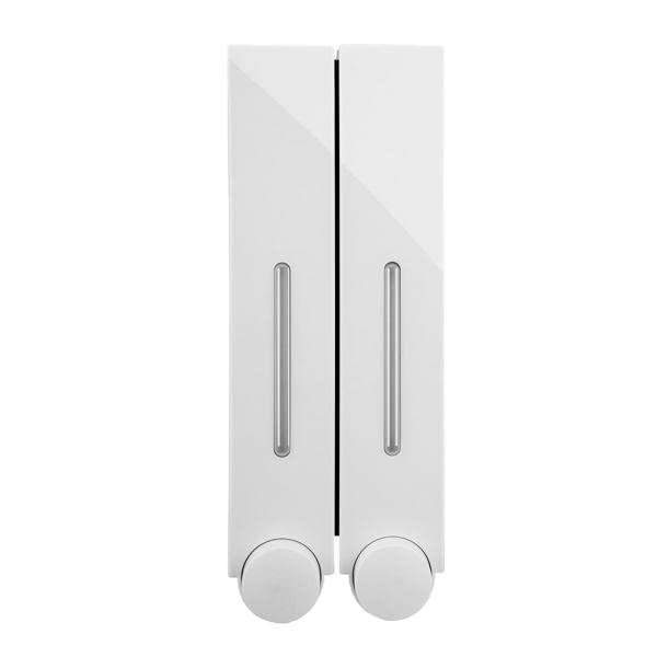 2xwall mounted soap dispenser shower lotion shampoo gel bottle double white