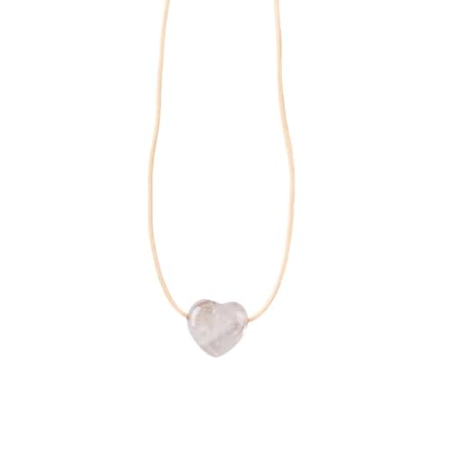 Pendentif cœur en cristal et cordon cuir réglable pour femme