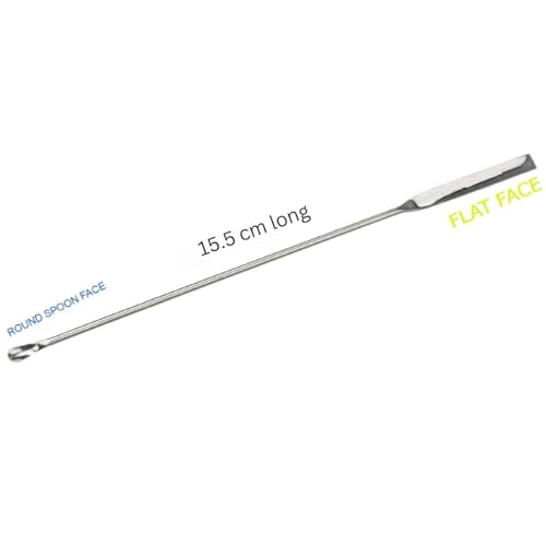 Image of Laboratory Spatula(PACK OF 2), Stainless Steel, 6 inch or 15.5 cm Length, Dual-Ended with Round Spoon and Flat Face Design for laboratory and multipurpose use