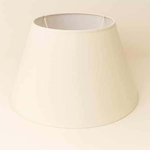 40 cm Cono Pantalla, Tela de Algodón, respaldo de PVC Blanco, Producto Hecho a Mano, para Lámpara de Mesa, Lámpara de Pie (Marfil)
