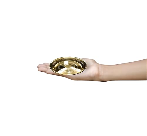 Image of Pooja Small Pital Thali & Glass Set for Bhog /Prasad || Pure Brass Thala & Glass Set for Puja Home Temple & Laddo Gopal || Pittal Ka 1pcs Thala /Plate & 1pcs Glass