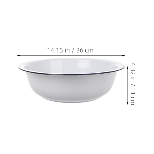 Tazón esmaltado vintage blanco 36 cm miniatura 2