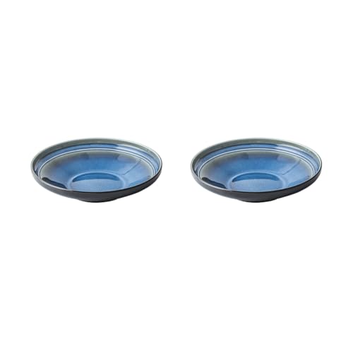 Image of Generic Retro Glazed Ceramic Plates, Fruit/Vegetable/Salad/Pasta/Dessert/Dried Fruit Plates, for Family/Kitchen/Restaurant/Hotel (2, 8.6inches), Blue