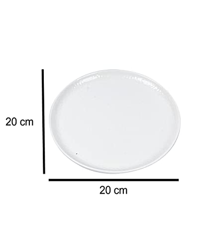 Image of MARKET 99 Heavy-Duty Melamine Quarter Plates Set of 6 | White Hammered Round Design | Glossy Finish Durable Tableware | Ideal for Breakfast, Snacks, Appetizers | Stylish Kitchen & Dining Serveware
