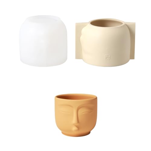 Boowan Nicole Silicone Molds for Concrete,Cement Hazy Human Face Candle Jar Mold for DIY,Silicone Molds Home Decoration