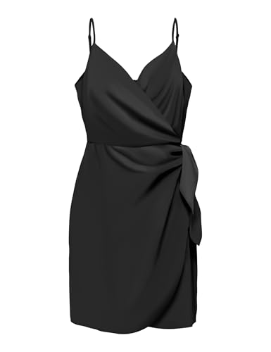 ONLY Onlalma Life Poly Isa Wrap Dress Solid - Vestido para Mujer, Negro, L