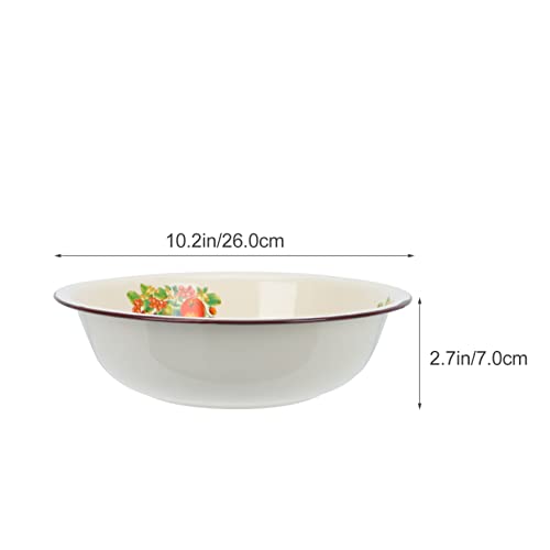 Yardwe Retro Enamel Bowl, Enamel Basin Enamel Soup Basin Enamel Bowl Plate Enamel Mixing Bowl For Salads, Vegetables, Soups, Fruits ( 26Cm/ 10. 2Inch Random Style ) #TOP6
