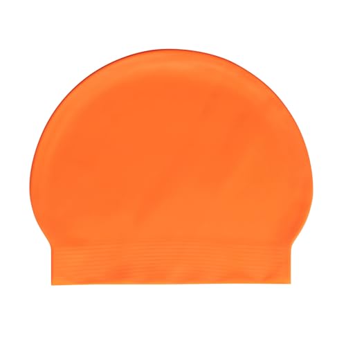 Arena Badekappe für Erwachsene aus weichem Latex, für Training und Fitness, elastische Badekappe für langes Haar, verstärkter Rand, Orange – Ansicht 2