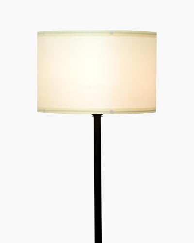Image of Homesake Floor Lamp for Living Room, Traditional Farmhouse Boho Mid-Century Pole Lamp with Linen Lamp Shade, Standing Lamp, Floor Lamp for Living Room, Bedroom Office, Off-White