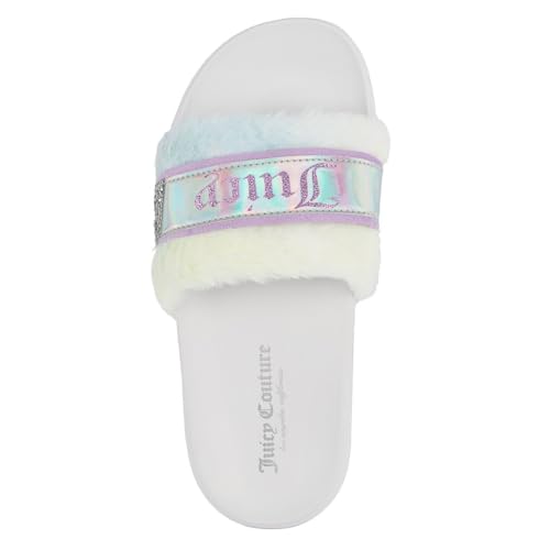 Juicy Couture Women's Fashionable Faux Fur Slide Sandals, Cozy Slip-On with EVA Sole for Indoor & Outdoor Slip-On4