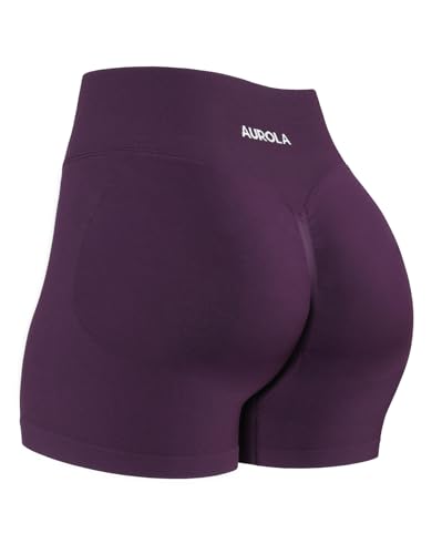 Image of AUROLA Influence Workout Shorts for Women,2.5 3.5 4.5 5.5 6.5 No Roll Up Squat Proof Scrunch Seamless Compression Gym Short